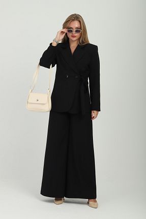 ست بالاتنه و پائین تنه مشکی زنانه بافتنی Milamia - کد 921230210