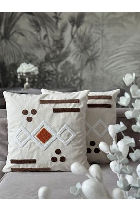کوسن و روکش کوسن قهوه ای کتان Skhome - کد 921246710