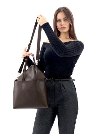 کیف دوشی قهوه ای زنانه چرم مصنوعی torime - کد 921252009