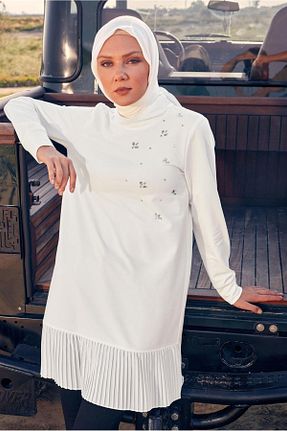 تونیک حجاب سفید زنانه پنبه پلی استر Alvina - کد 790165355