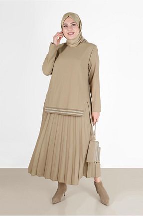 ست بالاتنه و پائین تنه حجاب بژ زنانه رگولار Alvina - کد 802110983