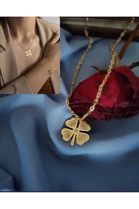 گردنبند استیل ( فولاد ) زرد زنانه استیل (فولاد) Accessories - کد 855581137