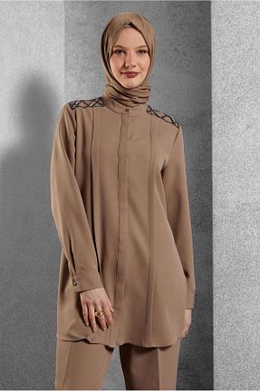 ست بالاتنه و پائین تنه حجاب بژ زنانه رگولار Alvina - کد 899076919