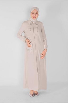 مانتو بلند حجاب بژ زنانه Alvina - کد 868839211