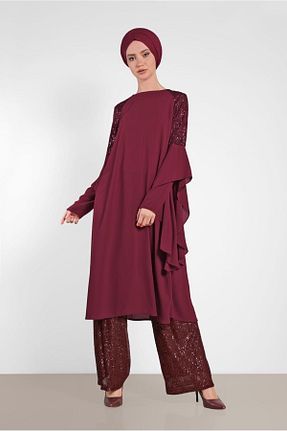 تونیک حجاب زرشکی زنانه پلی استر Alvina - کد 872833102