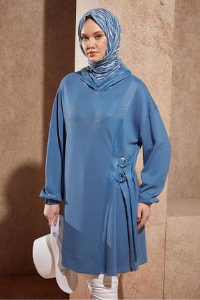 تونیک حجاب سرمه ای زنانه مخلوط پلی استر Alvina - کد 833409386