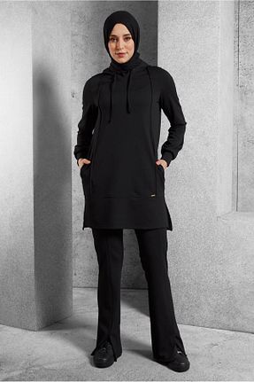 ست بالاتنه و پائین تنه حجاب مشکی زنانه رگولار Alvina - کد 895043997