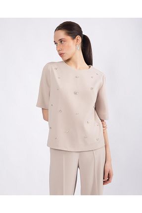 ست بالاتنه و پائین تنه بژ زنانه بافتنی Lady Gina - کد 921283389