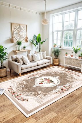 فرش قهوه ای زیره ضد لغزش West Home - کد 78076157