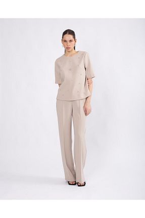 ست بالاتنه و پائین تنه بژ زنانه بافتنی Lady Gina - کد 921283389