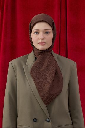 شال قهوه ای زنانه ابریشم Şalland - کد 921297702