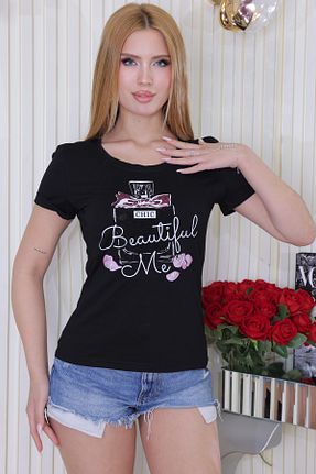 تیشرت سایز بزرگ مشکی زنانه سایز بزرگ RICH GLAM - کد 921307385