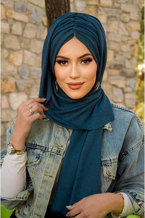 شال آبی زنانه پنبه پلی استر Aişe Tesettür - کد 815624711