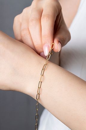 دستبند نقره طلائی زنانه 925 عیار Elika Silver - کد 903202949