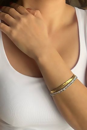 دستبند استیل (فولاد) زرد استیل ضد زنگ Tasarım - کد 921329817