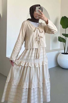 ست بالاتنه و پائین تنه حجاب بژ زنانه رگولار benguen - کد 921339988