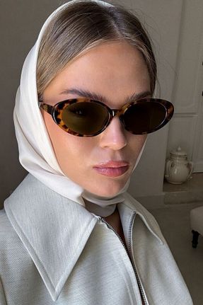 عینک آفتابی سفید زنانه UV400 Eyesofia - کد 364076594