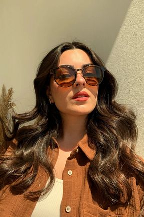 عینک آفتابی قهوه ای زنانه UV400 Eyesofia - کد 737370008