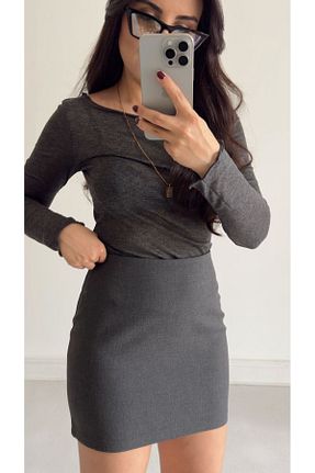 دامن طوسی زنانه پارچه Fistan Byn Melisa - کد 921353640