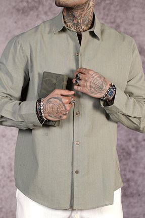 پیراهن خاکی مردانه رگولار king brich - کد 921363829