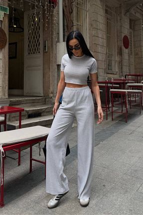 ست بالاتنه و پائین تنه طوسی زنانه بافتنی Siner Fashion - کد 921360256