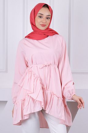 تونیک حجاب صورتی زنانه مخلوط پلی استر İmajButik - کد 921359917