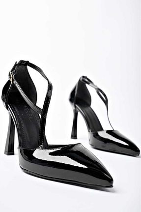 کفش پاشنه بلند کلاسیک مشکی زنانه چرم لاکی CİMİLİ SHOES - کد 921373254