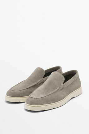کفش لوفر طوسی مردانه چرم خالص Massimo Dutti - کد 921392435