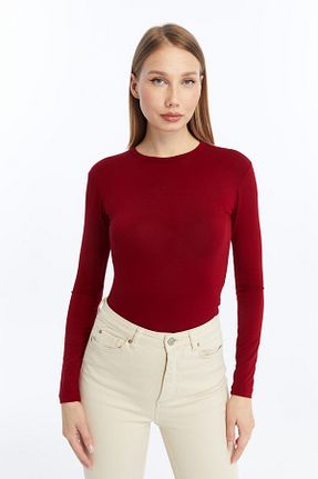 بلوز زرشکی زنانه ساده LAENT - کد 921378265