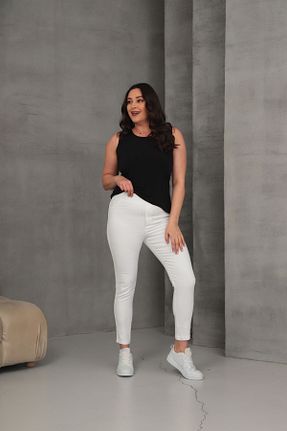شلوار جین سفید زنانه پاچه تنگ GÜLİZİM BUTİK - کد 901324038