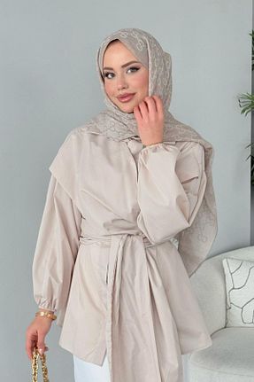 پیراهن حجاب بژ زنانه 3/4 Boy HAZA MODA - کد 921393377