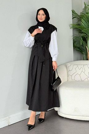 ست بالاتنه و پائین تنه حجاب مشکی رگولار Şulemoda Giyim - کد 921431045