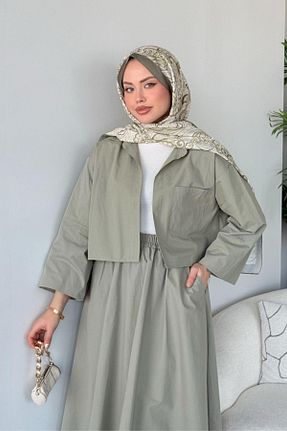 ست بالاتنه و پائین تنه حجاب خاکی زنانه رگولار HAZA MODA - کد 921434159