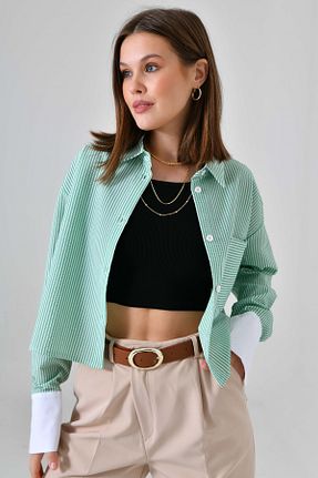 پیراهن سبز زنانه کراپ Saade - کد 776165255