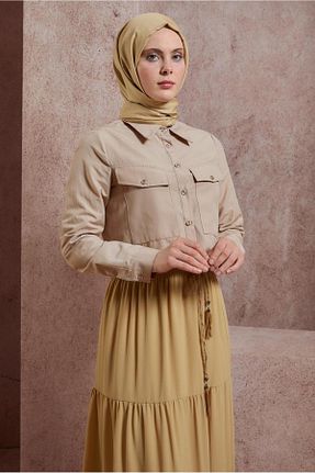 بلوز حجاب بژ زنانه رگولار Alvina - کد 820269391