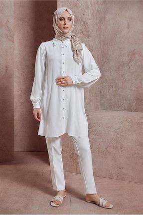 تونیک حجاب سفید زنانه پلی استر Alvina - کد 818748540