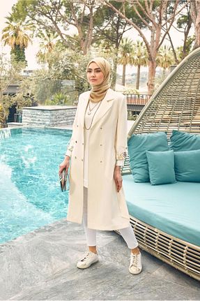 ترنچکت حجاب سفید زنانه مخلوط پلی استر Alvina - کد 805630679
