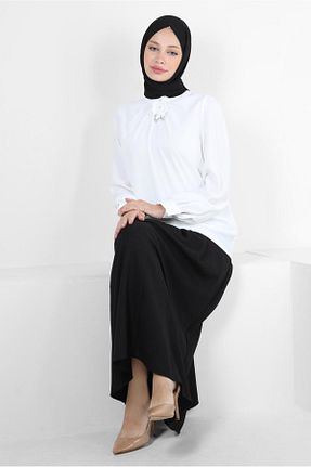 بلوز حجاب سفید زنانه رگولار Alvina - کد 802008115