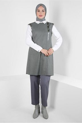 تونیک حجاب طوسی زنانه پنبه پلی استر Alvina - کد 792006470