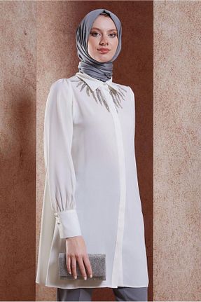 تونیک حجاب سفید زنانه پلی استر Alvina - کد 839589028