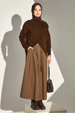 دامن حجاب قهوه ای زنانه رگولار Alvina - کد 879364782