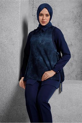ست بالاتنه و پائین تنه حجاب سرمه ای زنانه رگولار Alvina - کد 893534063
