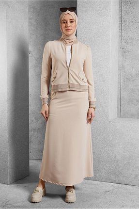 ست بالاتنه و پائین تنه حجاب بژ زنانه رگولار Alvina - کد 893999832