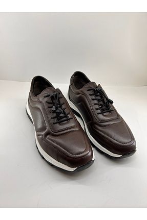 کفش پیاده روی قهوه ای مردانه چرم اصل FKSHOES - کد 922282978