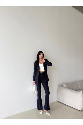 کت و شلوار سرمه ای زنانه یقه پرستوئی Female Clothing - کد 922286765