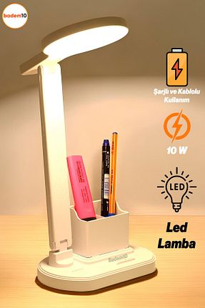 چراغ مطالعه / رومیزی سفید پلاستیک Badem10 - کد 921541780
