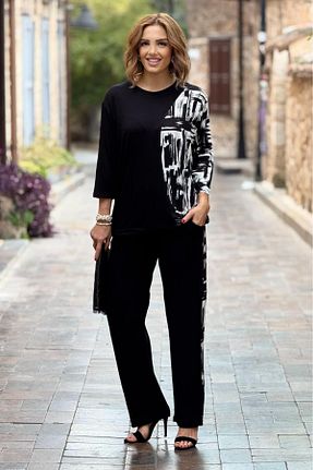 ست بالاتنه و پائین تنه مشکی زنانه بافتنی Nevin Kaya Moda - کد 921530939