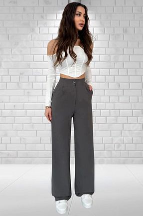 شلوار پارچه ای طوسی زنانه بلند PALAZZO - کد 917457180