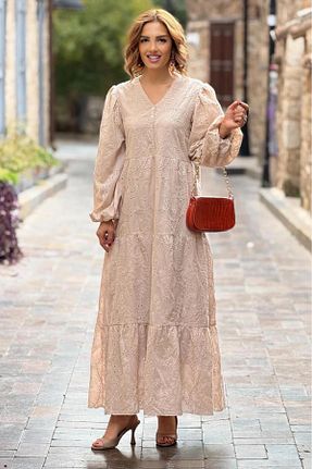 لباس بژ زنانه بافتنی Nevin Kaya Moda - کد 921548802