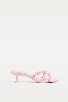 صندل صورتی زنانه پاشنه نازک Stradivarius - کد 922288077